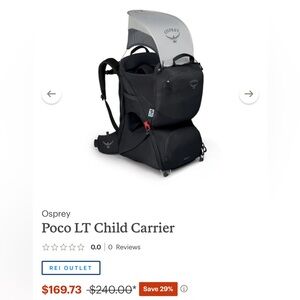 Brand New Osprey Poco Lt Baby Carrier / Hiking Backpack